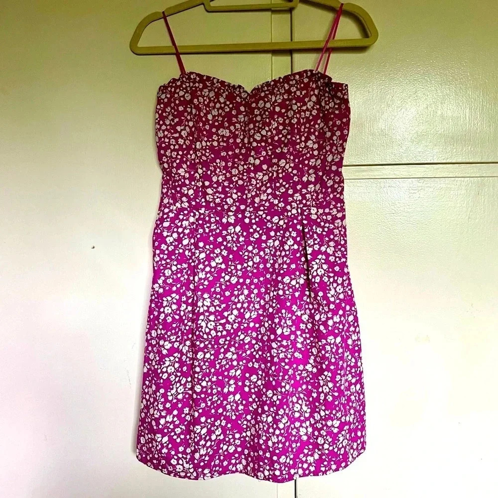 Kirious Pink Cotton Floral Strapless Dress Size Large
